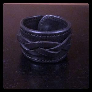 Rebecca Ray Braided Leather Cuff - Black